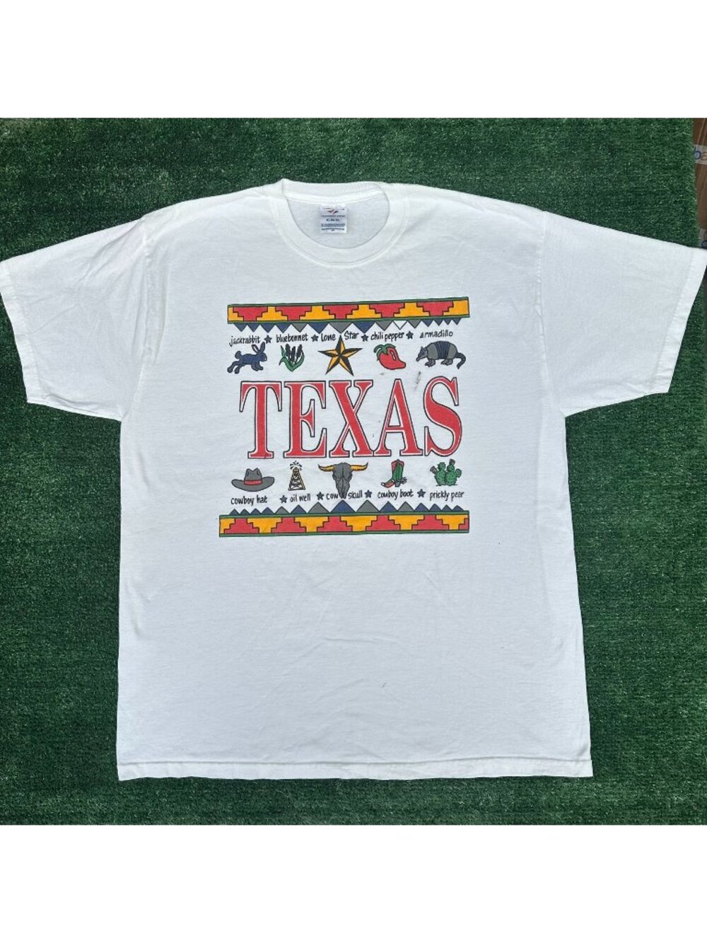 Vintage 90s Texas Souvenir T-Shirt White XL Western Humor Nature Travel Colorful